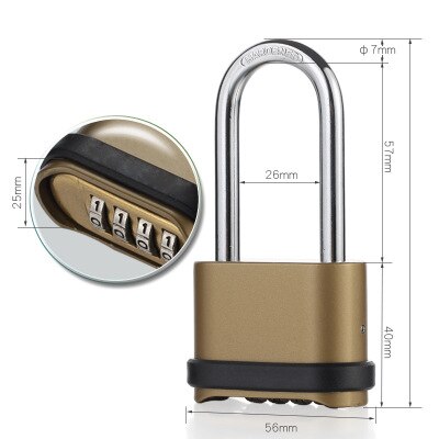 Outdoor Lock No Key 4 Digit Combination Coded Padlock, Waterproof Rustproof Brass Big Size Copper for Fence Warehouse Door Locks: 0001 Zinc alloy