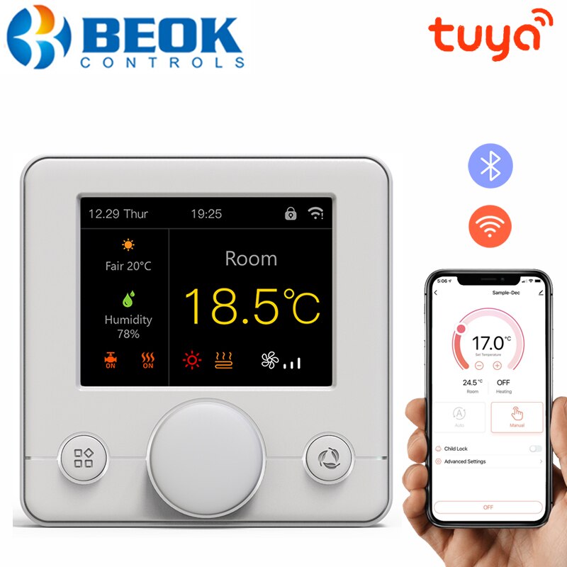 Beok Tuya termostato intelligente regolatore di temperatura Wifi per riscaldamento caldaia acqua/gas schermo colorato funziona con Alexa Google casa