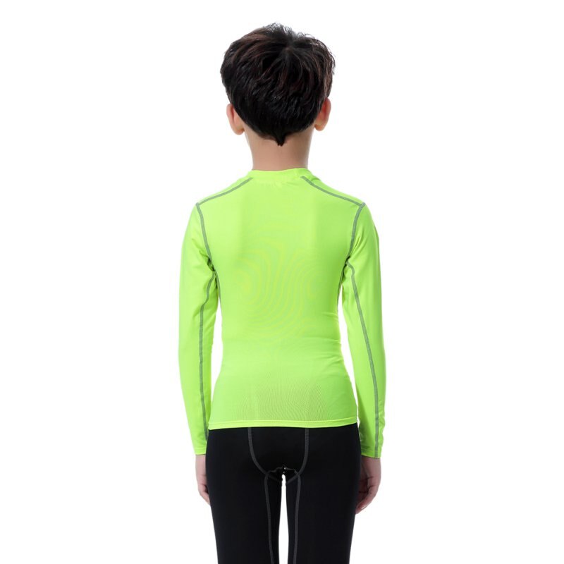 Camiseta deportiva térmica de secado rápido para niños y niñas, capa Base de compresión