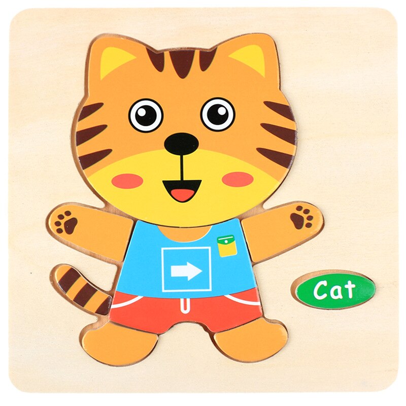 Baby Spielzeug Holz 3D Puzzle Nette Cartoon Tier Intelligenz Kinder Pädagogisches Spielzeug Kinder Tangram Formen Jigsaw: Schokolade