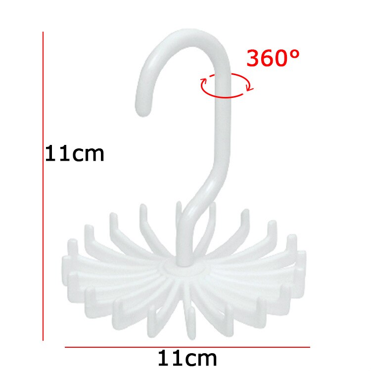 Mini slipsstativ i plast 20 slips/belter/skjerf holder oppheng roterende krok hvit slipsholder oppbevaringsstativer vaskeriorganisering