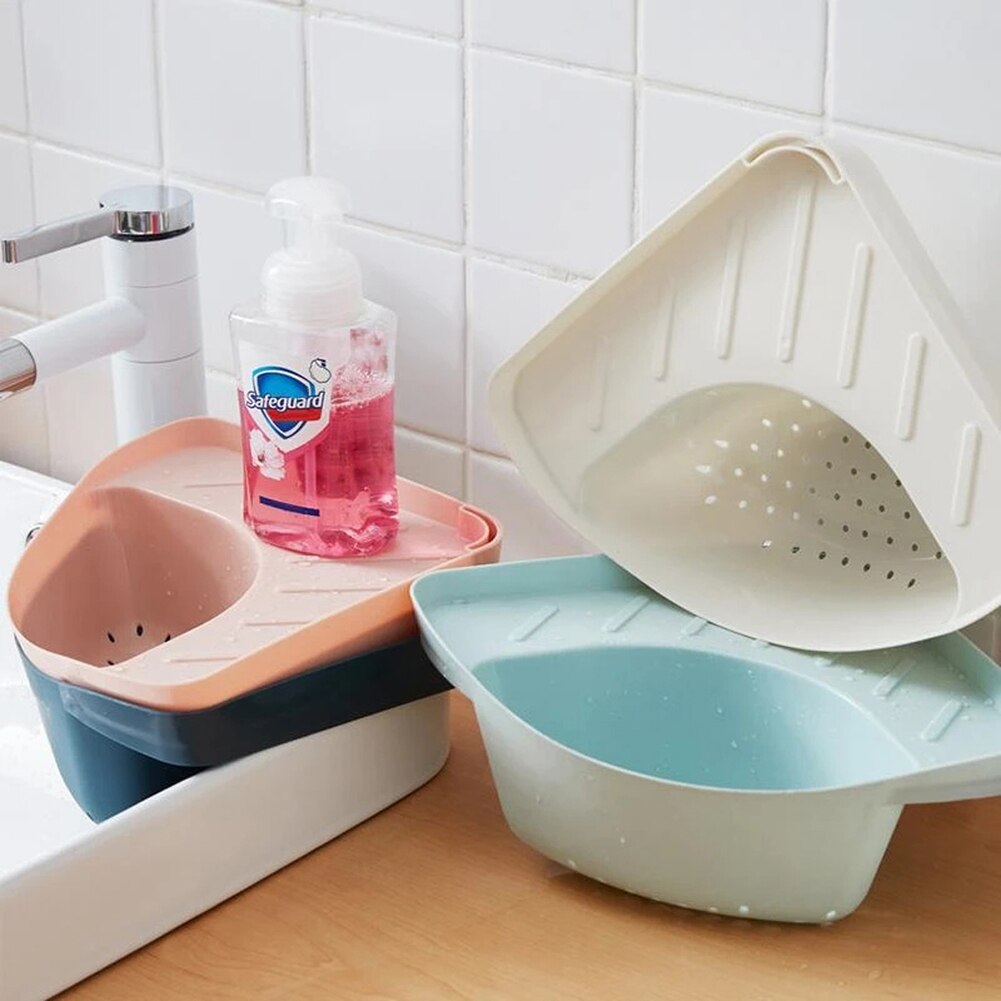 Kjøkken plast trekant avløpskurv multifunksjonell vask avløpskurv sugekopp type avløpskurv til grønnsaker og frukt