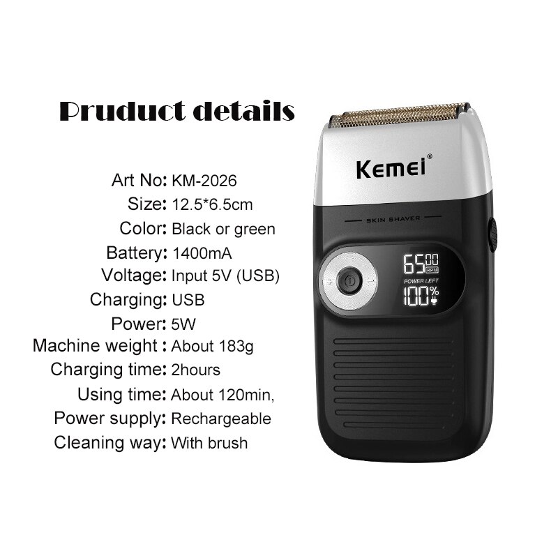 Kemei Electric Shaver Men Electric Razor Rechargeable Beard Shaver Floating Hair Trimmer Face Care Shaving Machine