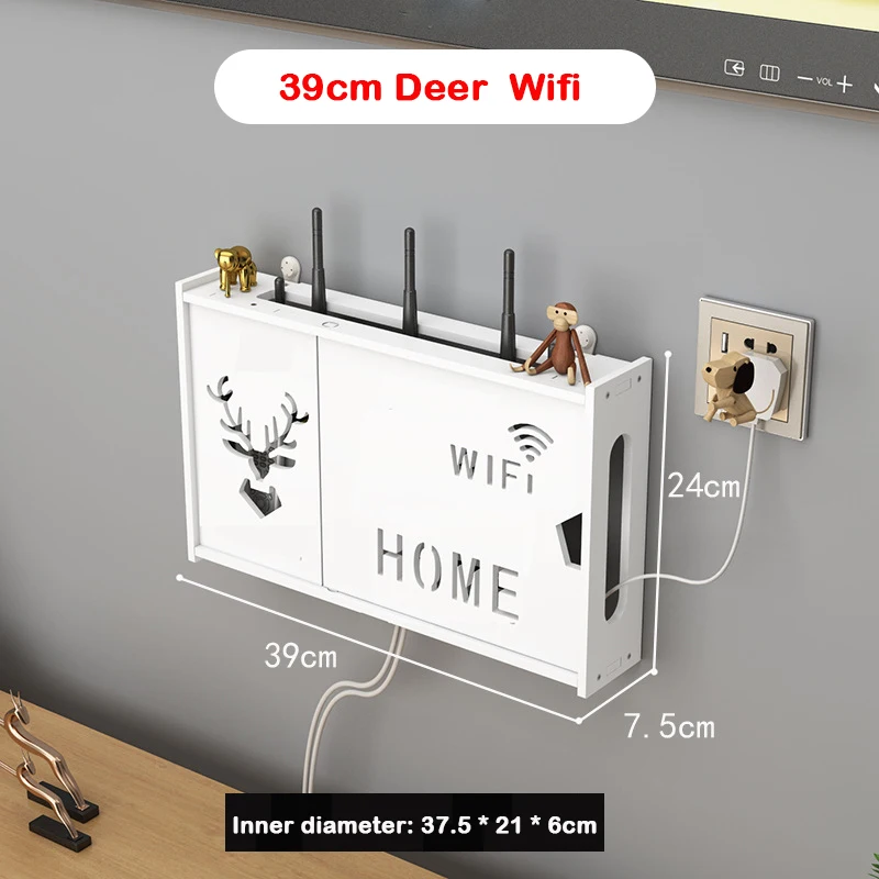 kabellos Wifi Router Lagerung Kasten Wohnzimmer Steckdose Wifi Dekoration Zauberstab-montiert TV einstellen-oben-Kasten Gestell Kabel Energie Organizer: Gold