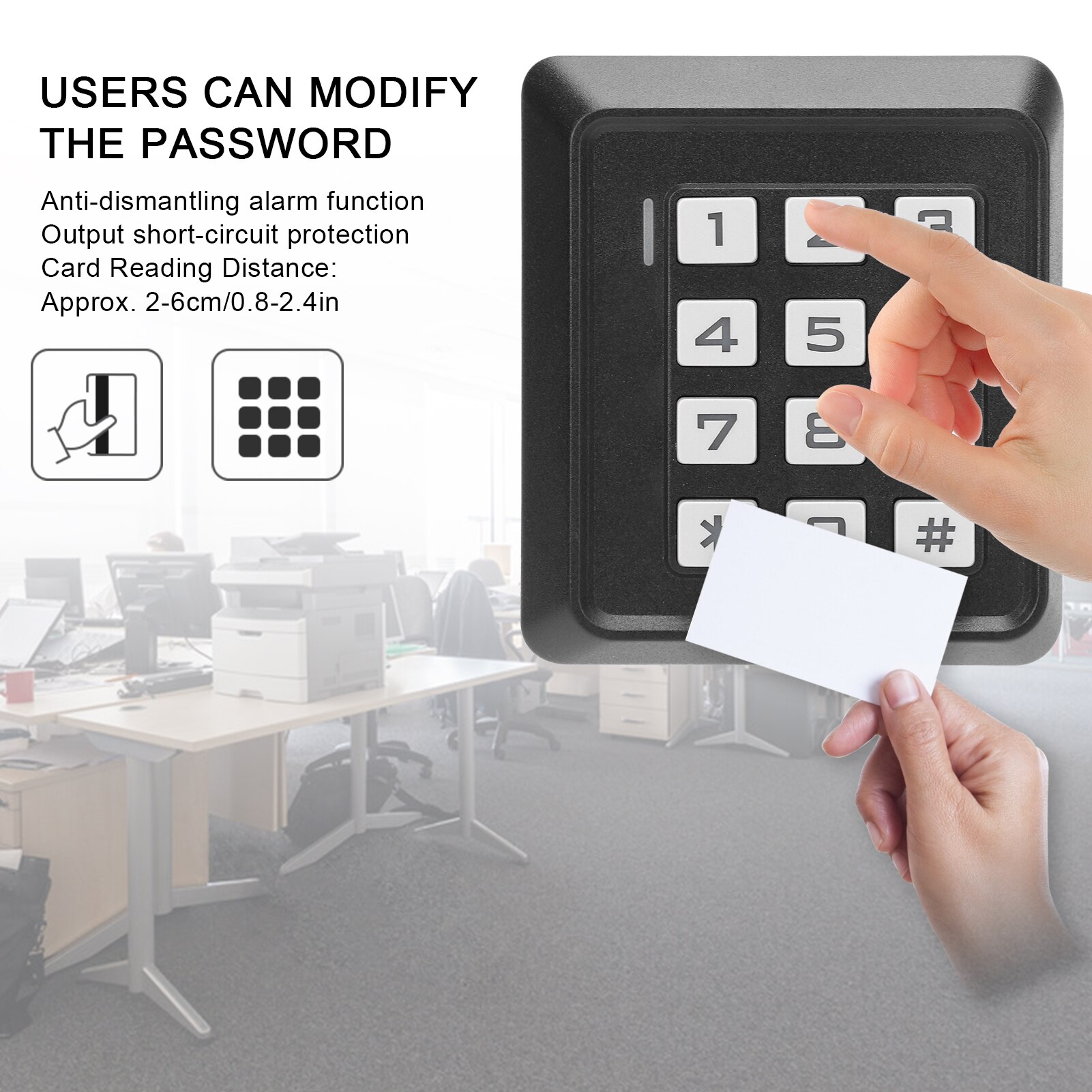 Access Control Keypad PIN Card Door Access Control Door Access Control Systerm for Wiegand26 with Backlit Keyboard Support for