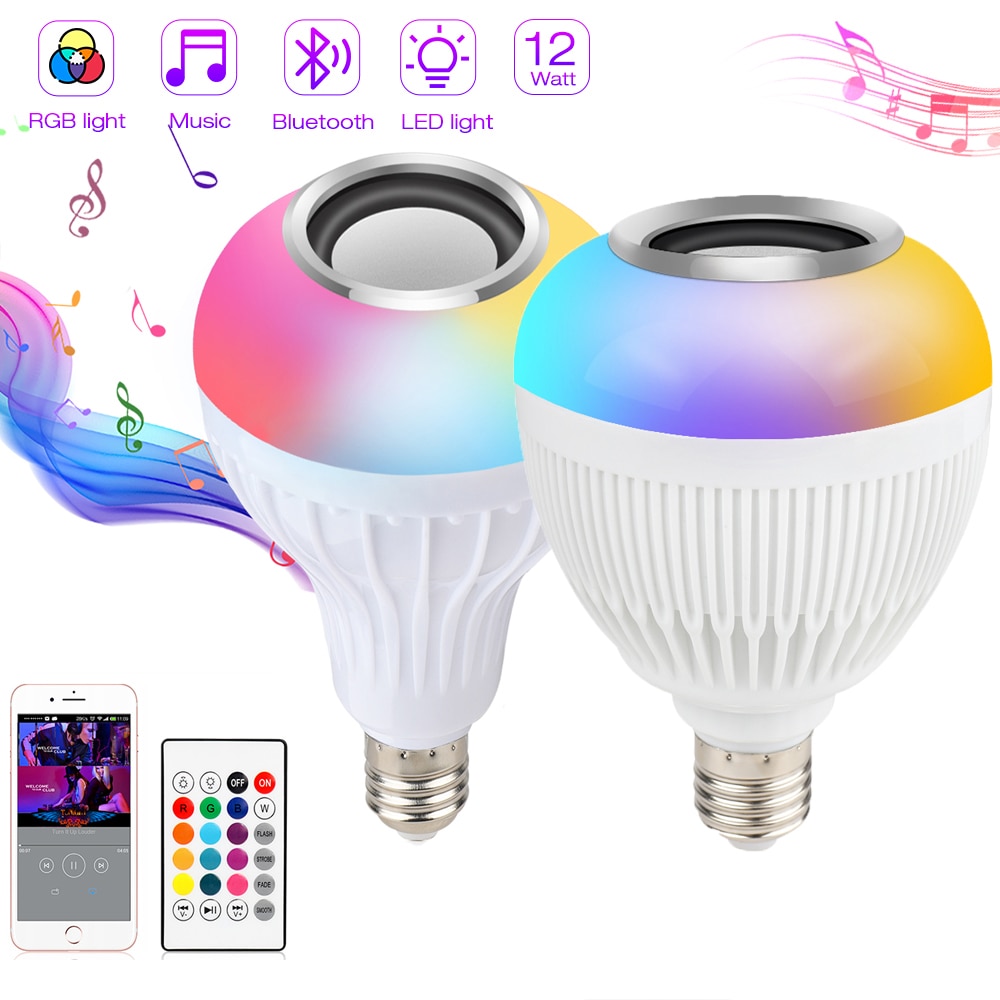 2Pcs E27 Draadloze Bluetooth Speaker Lamp Rgb Magic Smart Led Blub Afstandsbediening Voor Smart Home Muziek Lamp Stage licht