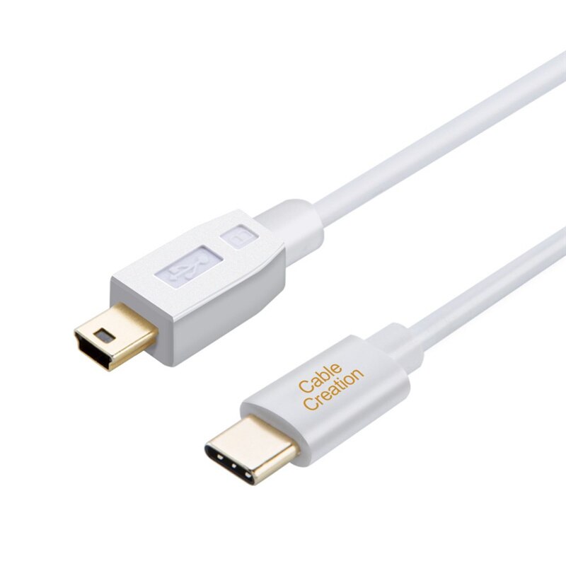 Mini usb till usb-c kabel, usb c till mini b sladd för gopro hero 3+, ps3 controller & mini b enheter: Vit / 1m