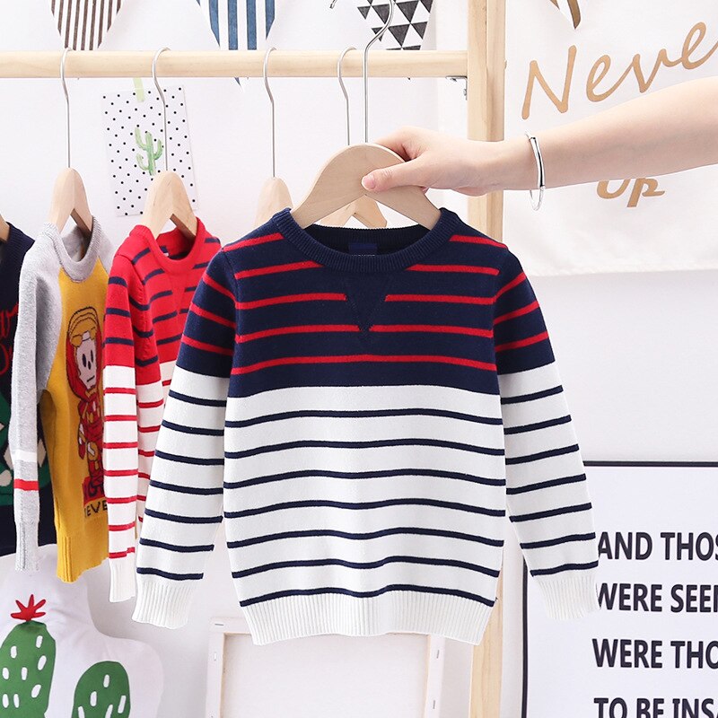 3-7T Kleinkind Kind Jungen Kleidung Winter Warme Top langarm Gestreiften Kniited Pullover Casual Plain Pullover Infant kleidung Outfit: 2 / 3T