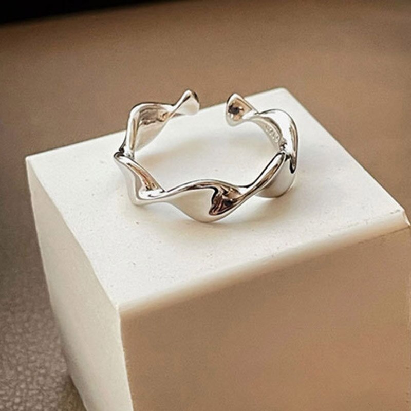 Evimi 925 Sterling Zilveren Verlovingsringen Voor Vrouwen Koppels Mode Eenvoudige Onregelmatige Patroon Geometrische Partij Sieraden