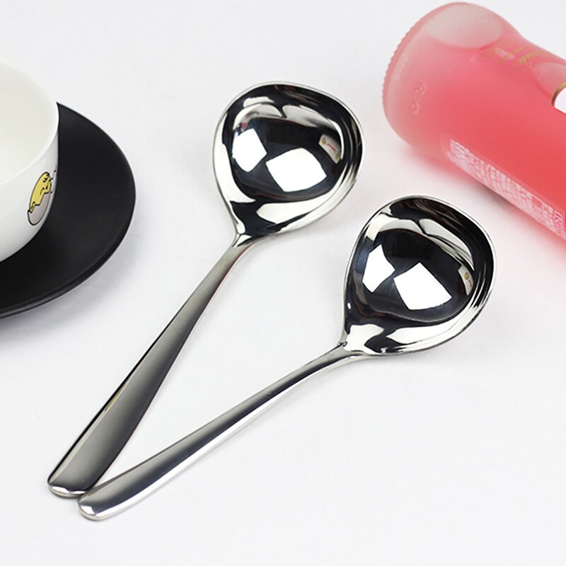 Stainless Steel Soup Spoon Round Large Coffee Dessert Spoons Kitchen Utensils Long Handle Spoons