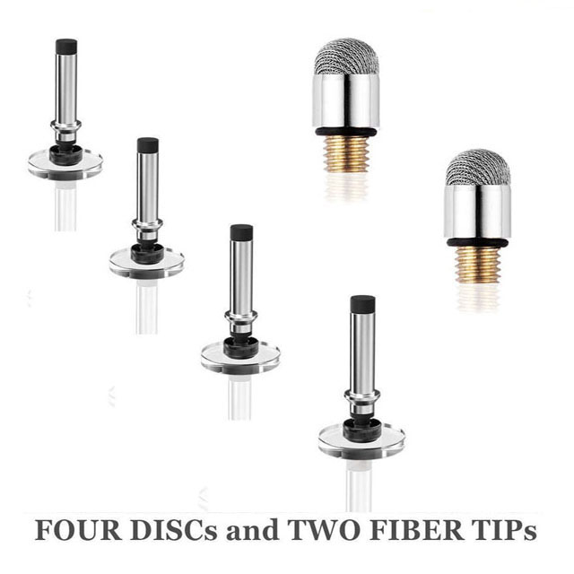 2 in 1 Precision Series Disc Stylus Drawing Touch Pen with 2 Replaceable Disc Tips and 1 Fiber Tip for All Touch Screen Devices: 6pcs tips
