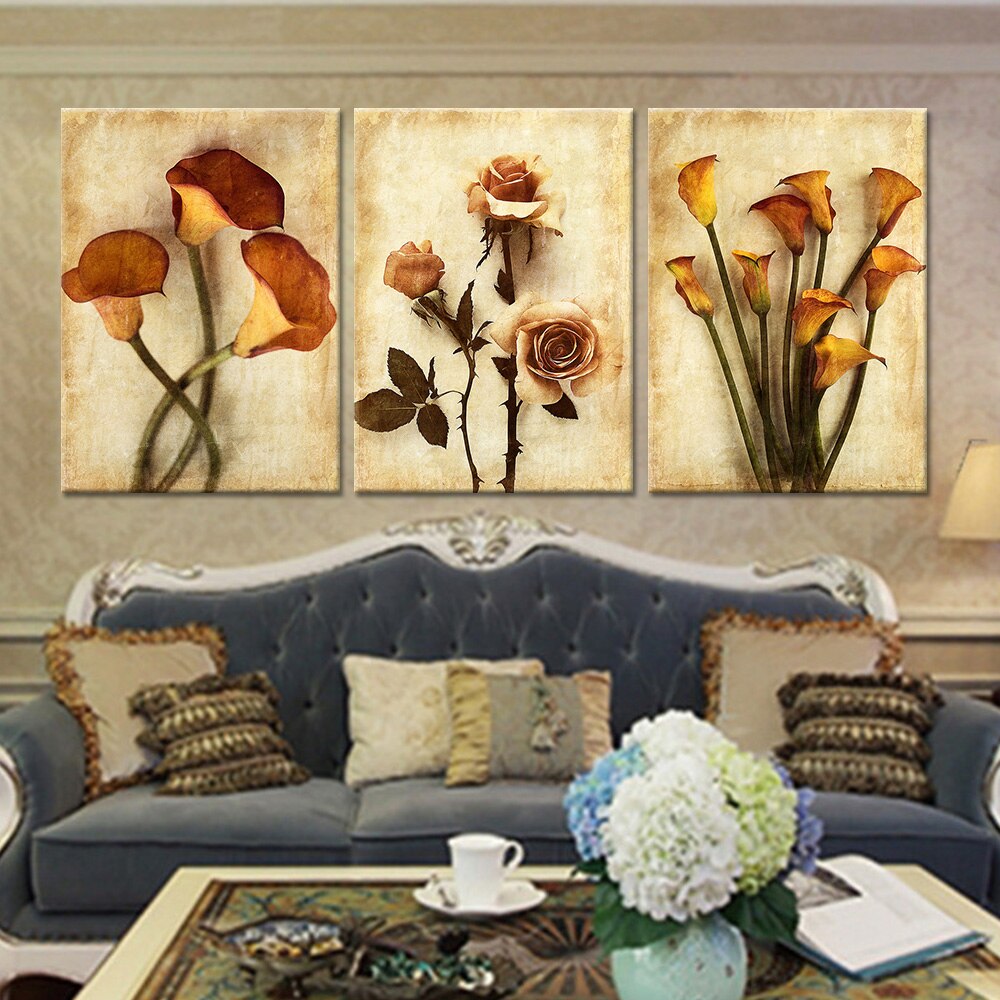 3 Pieces Canvas Painting Flower Simple Modern Abstract Home Decoration Modular Picture for Living Room Wall Decoration