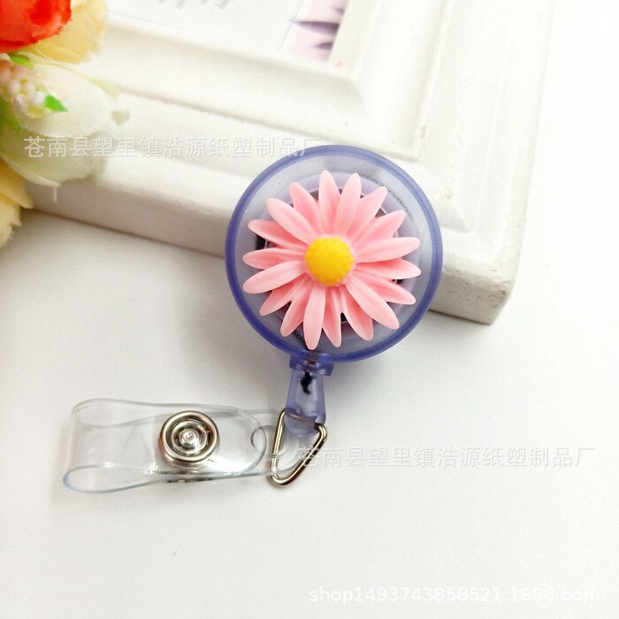 Mode Vrouwen Kaarthouder Kleurrijke Bloemen Intrekbare Badge Reel Verpleegster Arts Student Tentoonstelling Id Card Clips Badge Houder: Pink