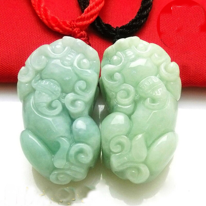 Genuine Natural Jade Jadeite Lucky Pixiu Pendant Necklace Men Women Burma Jadeite Pi Xiu Charms Jewellery Amulet