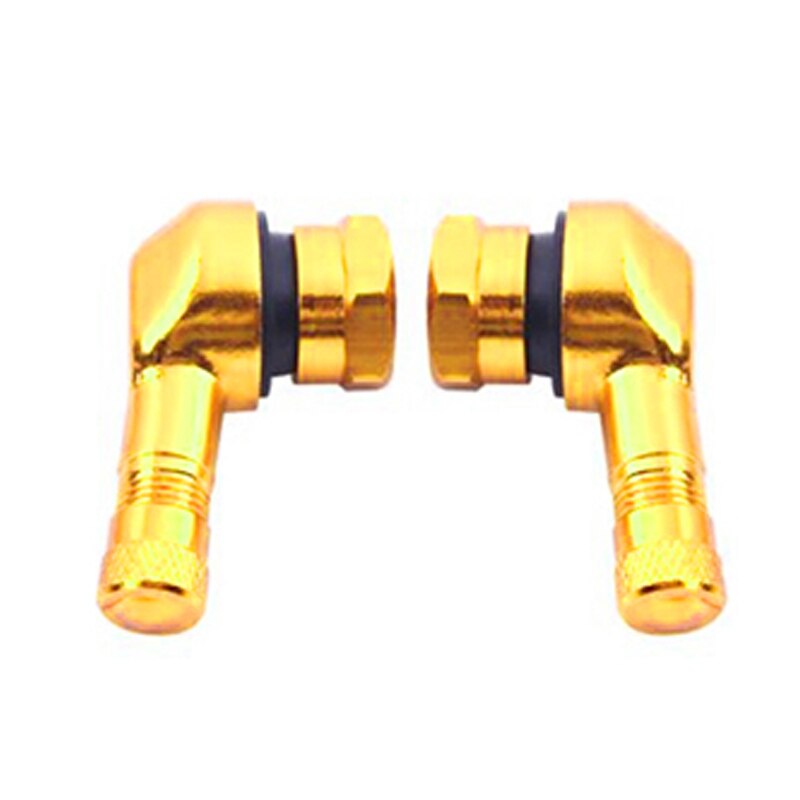 1 par universal motorcykel hjul däck ventiler stam cap luft däck lock 90 grad 17mm cnc aluminium rörlösa ventil stammar 9 färger: Guld-