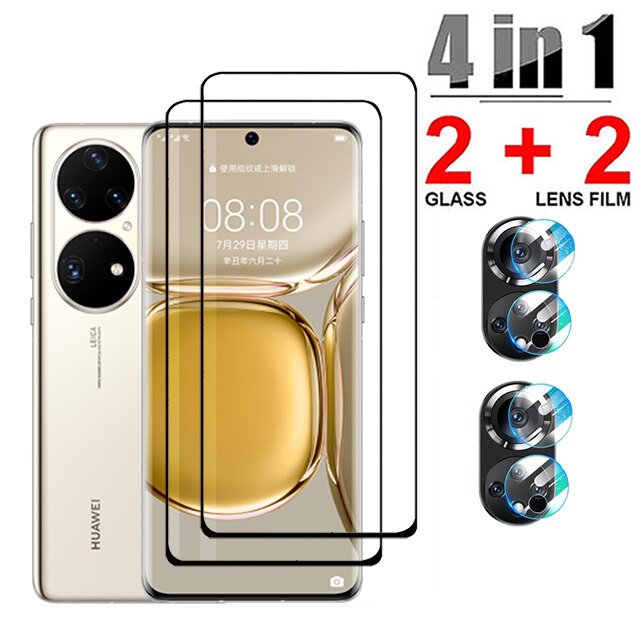 6 In 1 Screen Protector Beschermende Glas Voor Huawei P50 Pro Terug Camera Lens Film Gehard Glas Op Huawei P50 pro Glas: 4 in1 Black / P50
