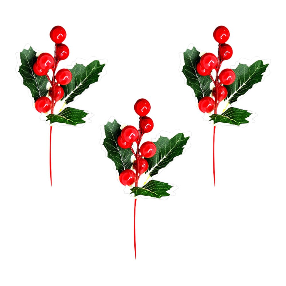 3Pcs Kerst Simulatie Kersen Kunstmatige Rode Berry Takken Party Decor