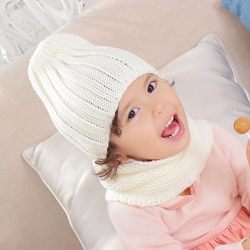 Kids Scarf Pompom Winter Warm Children Toddler Scarves Outdoor Solid Color Knitted Baby Girl Boy Scarfs: 3