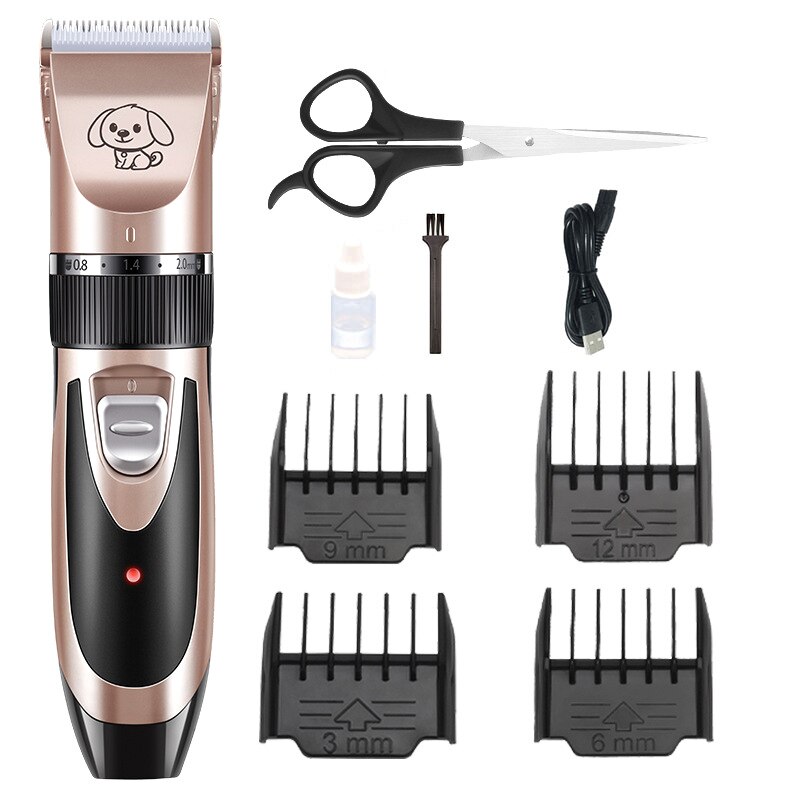 Hond Clipper Professionele Elektrische Pet Hair Trimmer Voor Honden Katten Grooming Elektrische Scheerapparaat Set Kat Haar Snijden Remover Machine: Rose gold set-A
