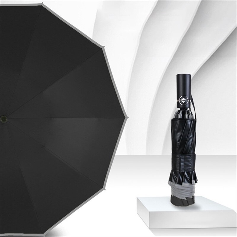 Only Jime Automatic Reverse Umbrella Windproof Umbrellas Folding Waterproof Folding Reverse Umbrella Rain Gear: Black