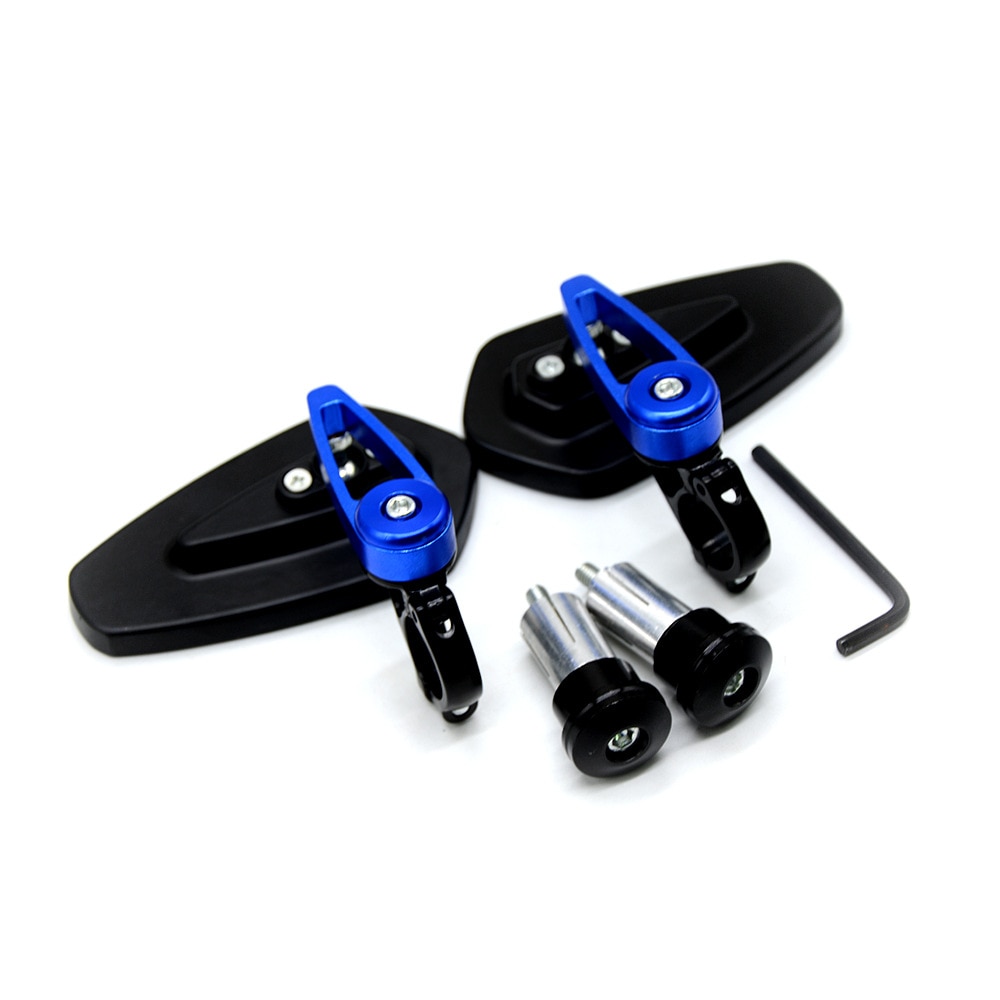 1 paire Handel barre extrémités moto miroir guidon extrémités rétroviseurs latéraux pour Kawasaki Z800 Z750 Z1000 Z650 Z900 Z300: Bleu