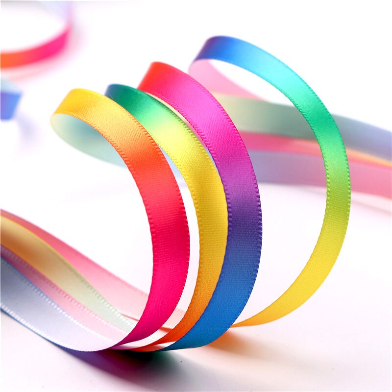 Gradiënt Kleur Zijdeachtige Grosgrain Linten Wedding Festival Party Decoraties Bow Craft Kaart Wikkelen Levert Diy 10Mm 5Yards