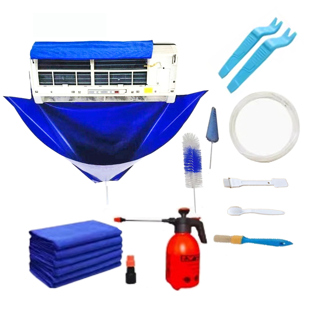 Kit de herramientas de limpieza de aire acondicionado colgante para el hogar 1-1,5 P 1,5-2P, cubiertas de limpieza impermeables de PVC, bolsas de protección contra el polvo, 6/10/12 Uds.