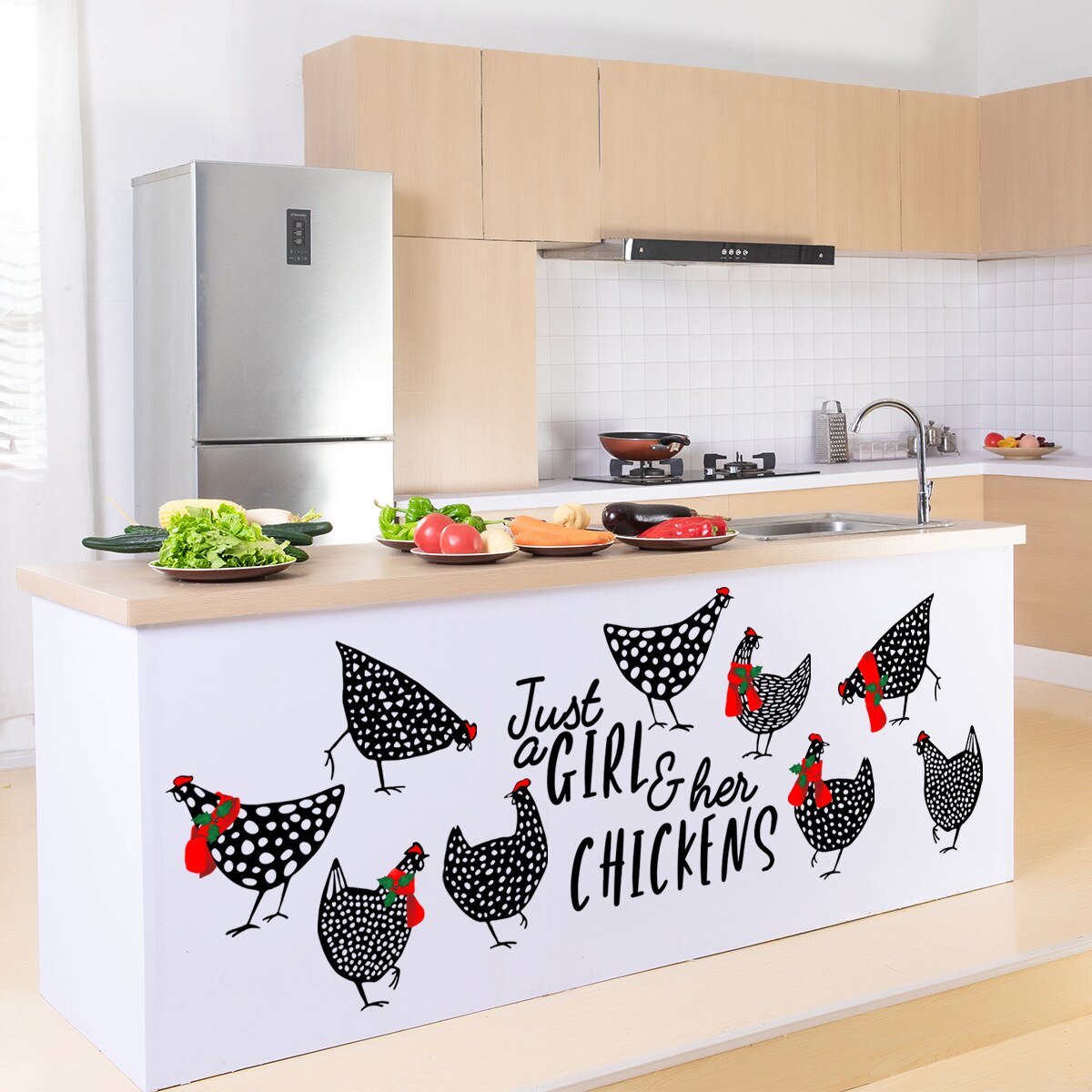 Scarf Chicken Kitchen Decoration Wall Sticker Wall Sticker Home Decoration Wall Stickers Decal Vinyl Kitchen Art Home Decor: Default Title