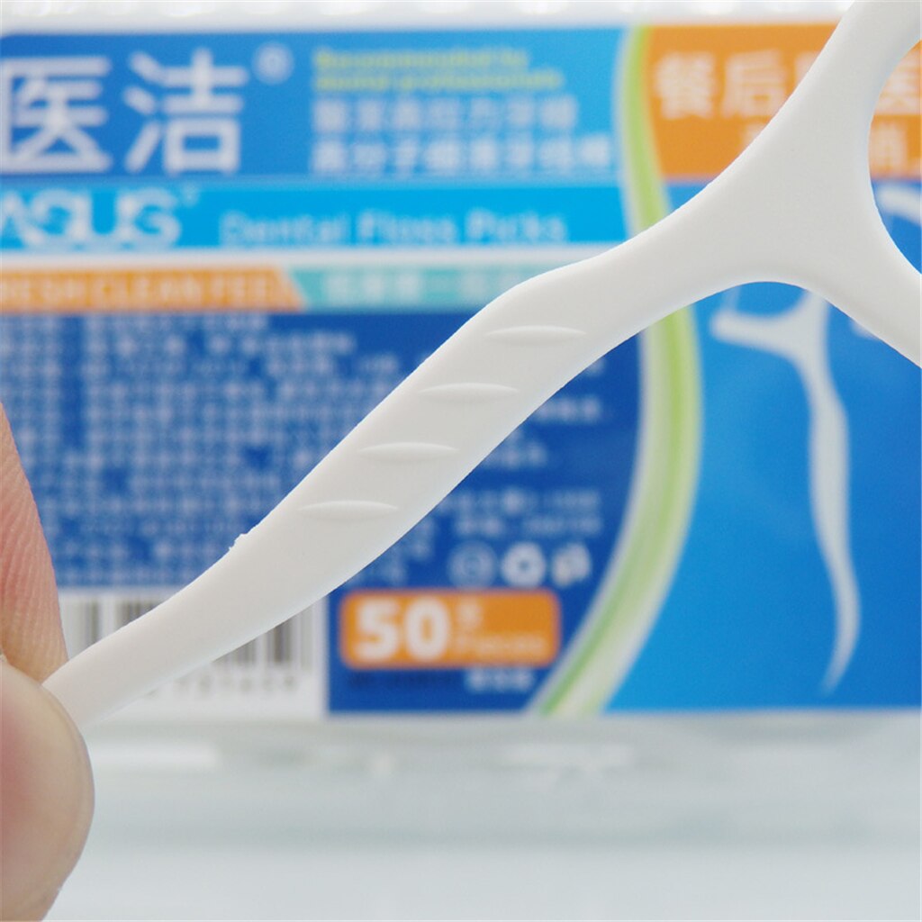 50pcs/box Dental Floss Teeth Stick Tooth Pick Interdental Brush Teeth Clean Toothpick Flosser Oral Hygiene Care