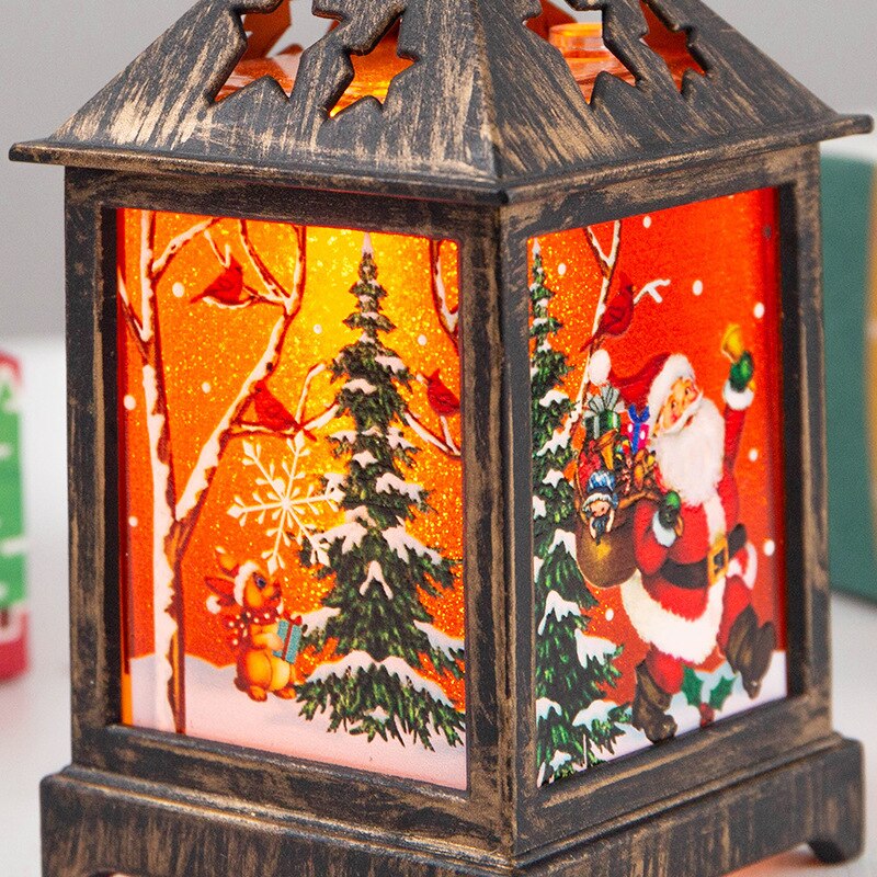 Jul ældre snemand natlys retro vind lanterne julepynt desktop dekoration lys