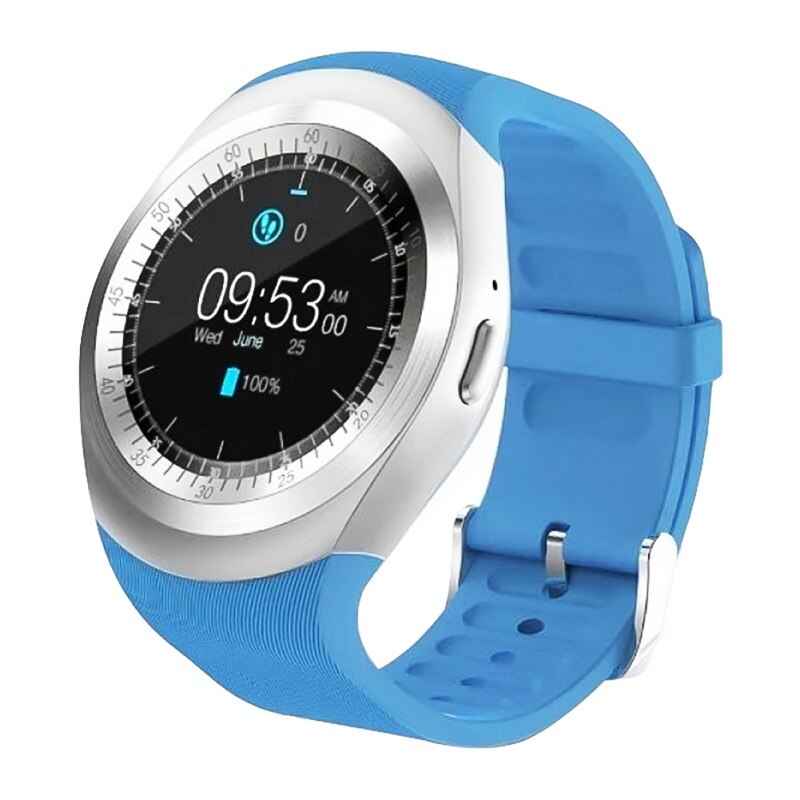 Y1 smartwatch bluetooth smart watch gsm sim support 2g opkald bluetooth opkald til apple iphone xiaomi android telefoner pk  dz09 kw18 s: Blå