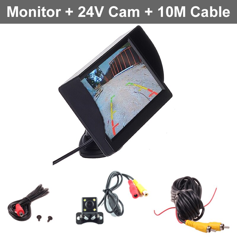 4.3 Inch 12V 24V Auto Vrachtwagen Bus Standalone Led Monitor Screen Met Achteruitrijcamera Reverse Backup Camera Parking kit Combo: Monitor with 24V Cam