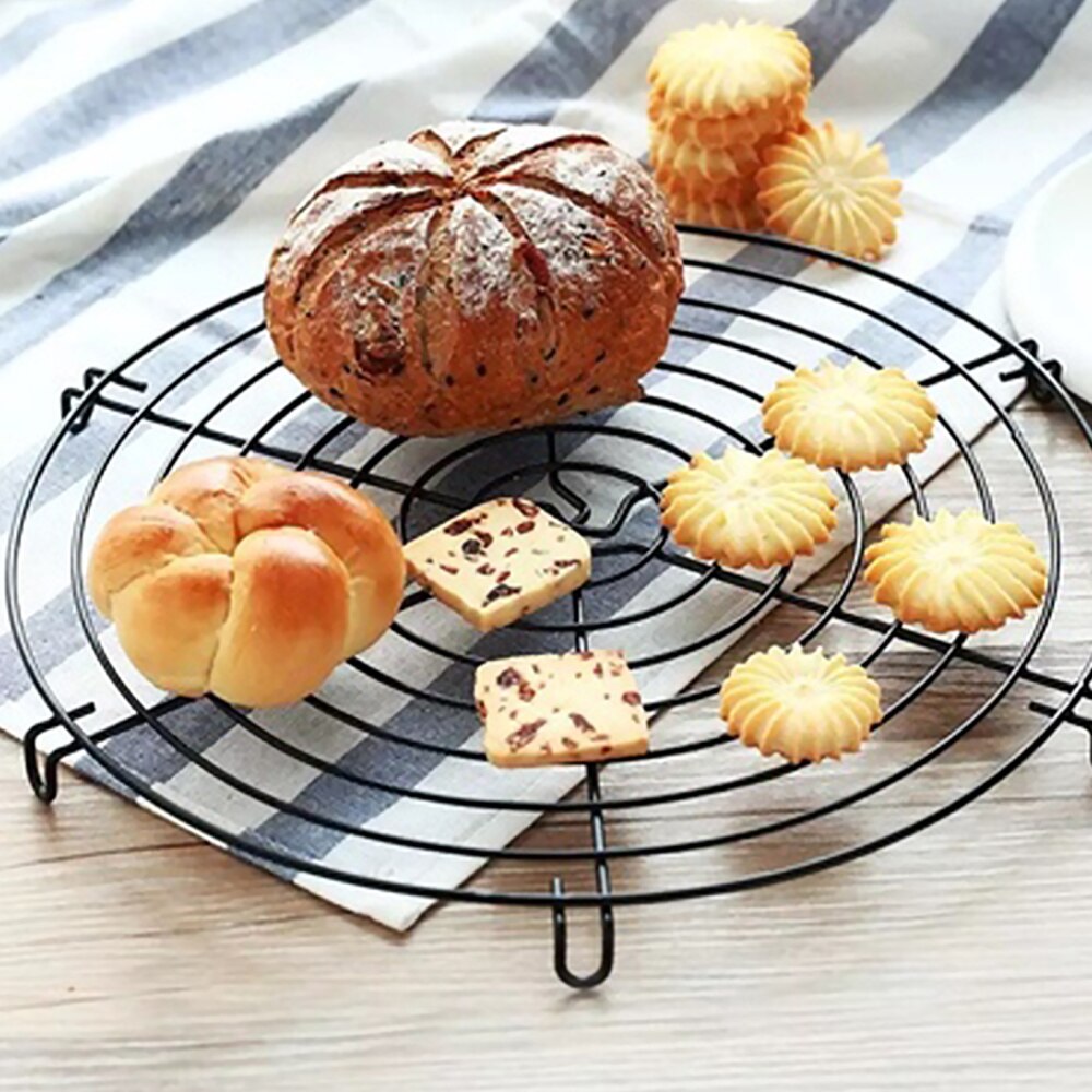 Durable Non Stick Cake Cooling Rack Wire Cooling Grid Wire Tray Round Cookies Biscuits Bread Baking Tray Bakeware Tools