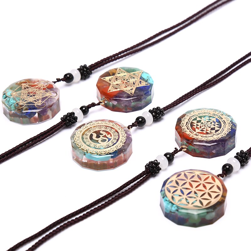 Orgone Energy Pendant Om Symbol Necklace 7 Chakra Healing Energy Necklace Meditation Jewelry Handmade