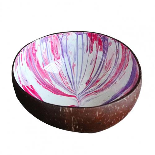 Bols à noix de coco polis, contenant alimentaire peint à la main, bols à bonbons en coquille de noix de coco naturelle lisse, décoration de maison: Violet