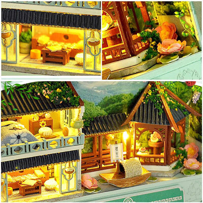 Box Theatre Poppenhuis Miniatuur Speelgoed Met Meubels Diy Miniatuur Poppenhuis Led Light Speelgoed Voor Kinderen