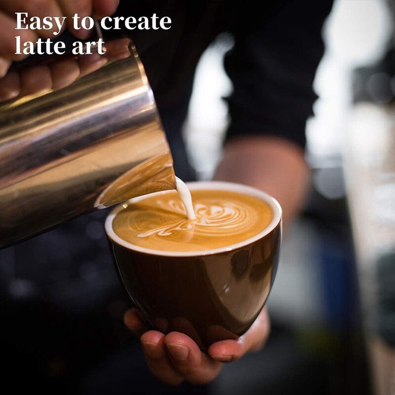 Jarra de espuma de leche, jarra de leche de 600 ML con escala [taza, ML, onza], jarra de leche de acero inoxidable jarra de café Latte