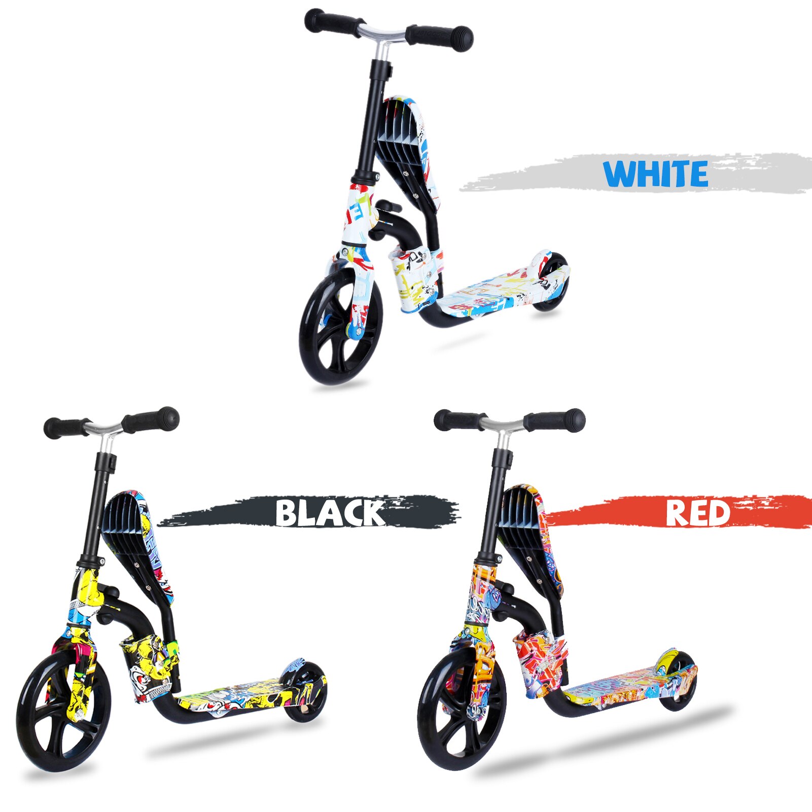 2 In 1 Scooter Balance Bike for Kids Folding Scooter Kick Scooter for Toddlers 3-12 Year Lightweight Scooter