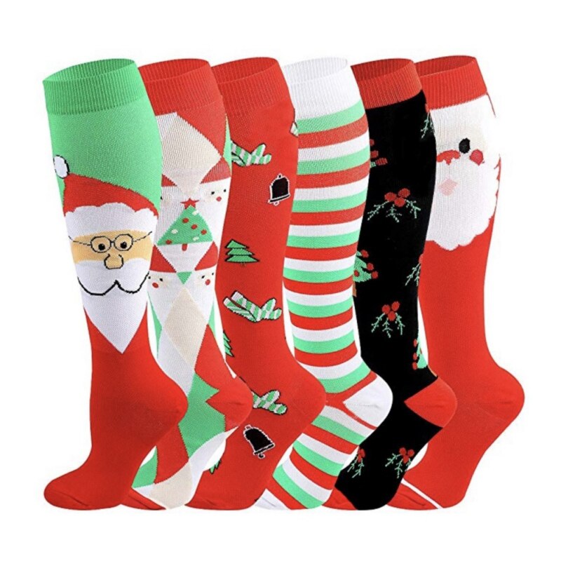 Unisex Kerst Kousen Casual Compressie Lange Sokken Stretch Outdoor Funny Elastische Kalf Stockings1.
