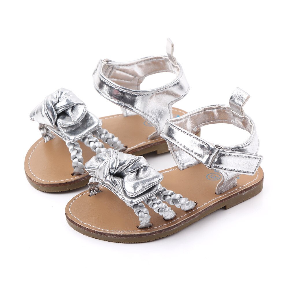 Kleinkind Baby Mädchen Sandalen Sommer Schuhe Gummi Sohle Bogen Neugeborenen Schuhe Gold Silber Kleinkind Wohnungen für 1 Jahr alt