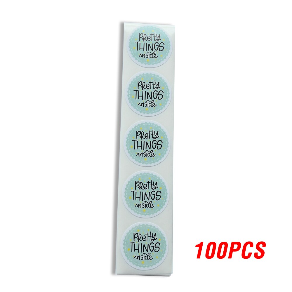 100-500pcs Round "Pretty Things Inside" Stickers Seal Labels Baby Shower Decor Baking Package Envelope Stationery Sticker: QY641-100pcs