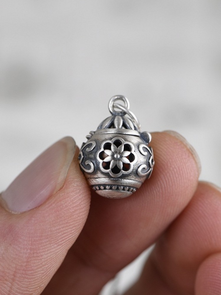 Bocai Trend Real S925 Puur Zilveren Sieraden Retro Hollow Artistieke Temperament Aromatherapie Zakje Vrouw Hanger