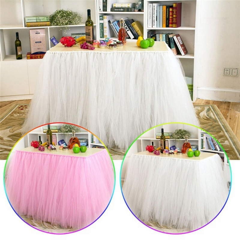 Falda de mesa de tul DIY para decoración de cumpleaños, tutú para boda, recuerdo de Baby Shower, , textil para el hogar, 1 Uds.