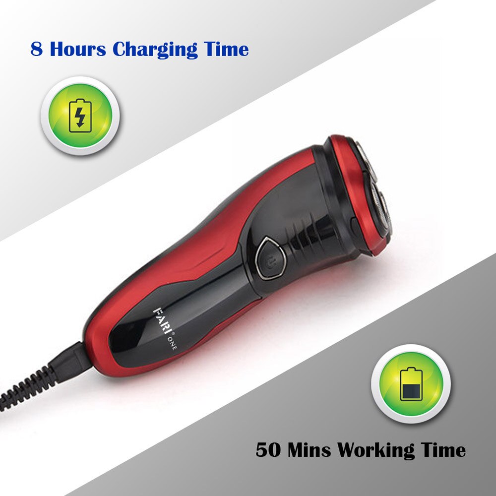 FARI 3D Electric Shave Rotary with Pop-up Trimmer Wet & Dry Electric Shaving Razor for Men Washable Beard Razor Shaving Machine