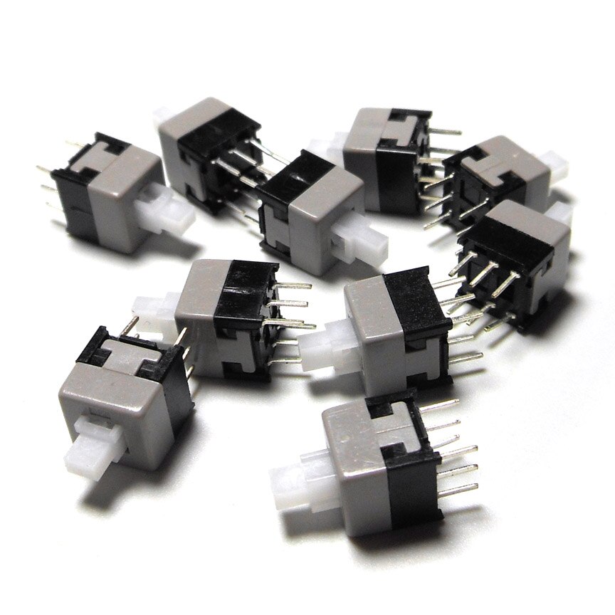 JOYING LIANG 8.5*8.5MM Self-locked Push Button Switch White Micro Square Tact Switch DIY Electronic Switch 0.5A 30V 8.5x8.5: No lock 10pcs