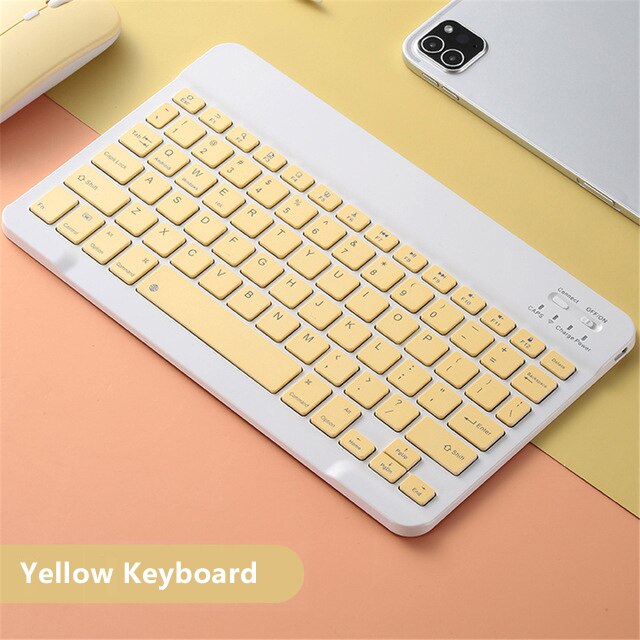 Per iPad tastiera e Mouse Combo tastiera Bluetooth Wireless Teclado per iPad Xiaomi Samsung Huawei Tablet Android IOS Windows: Yellow