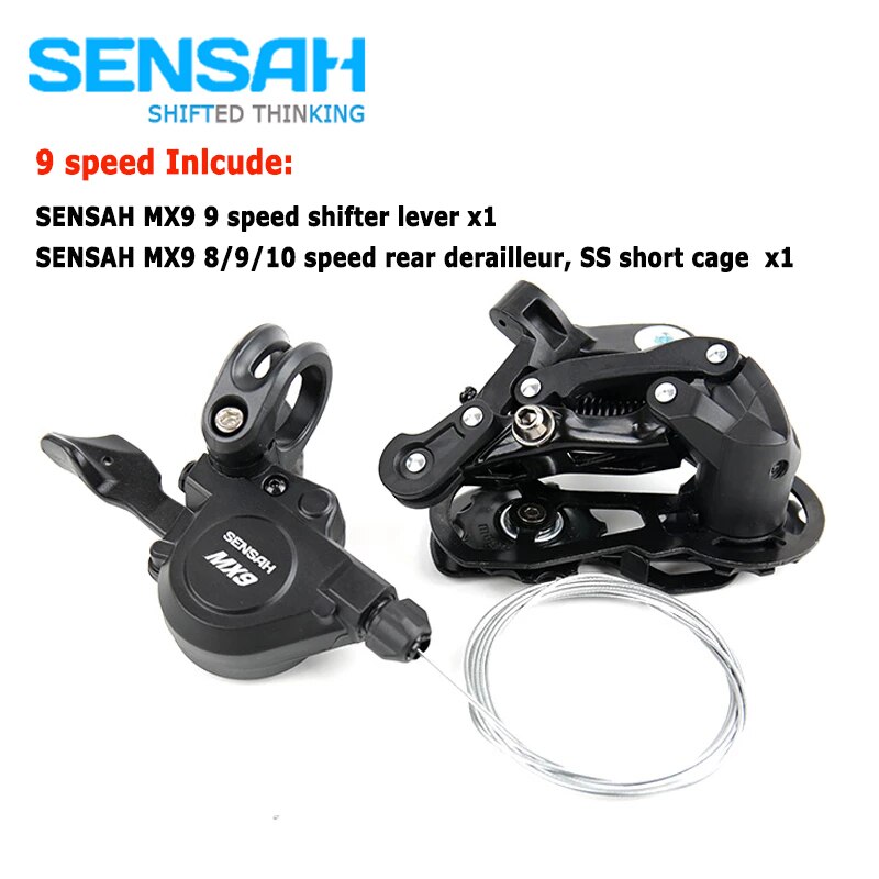 SENSAH MX9 8/9/10 Speed Rear Derailleur SS Short Cage with MX8/MX9/RX10 shifter lever MTB Bicycle Fold Bike Small Groupset: 9s