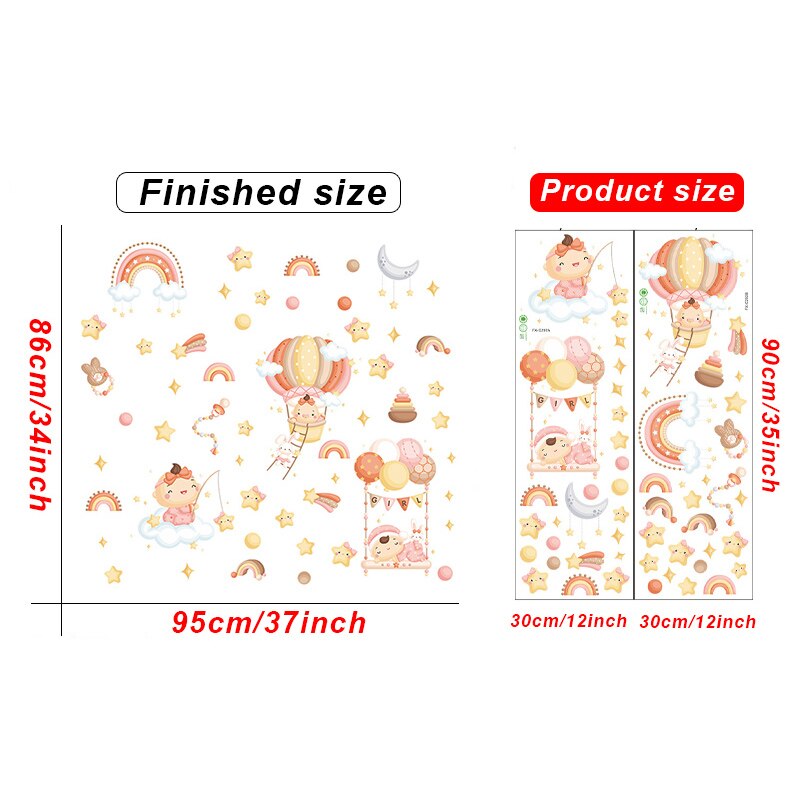 Girls room Decor Wall Stickers Cartoon Star PVC Wall Decals for Kids room Nursery Bedroom Wall Decor Home Decoration Wallpapers: Default Title