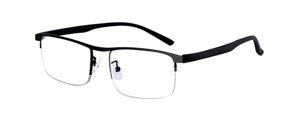 Multifocale Progressieve Leesbril Mannen Vrouwen Anti Blauw Uv Beschermen Presbyope Bril Half Frame Automatische Aanpassing Eyewear: Black