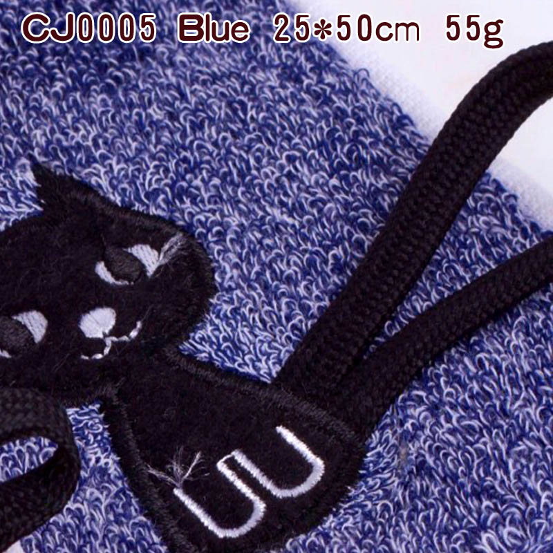 Thee handdoek katoen kind-handdoek Mode cartoon kat handdoeken gezicht handdoek Diepe kleur: CJ0005 Blue